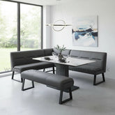 Pavoni White Ceramic Extending Table with Corner Bench Set - Pendle Village Furniture